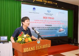 Mr. Le Van Ninh - Deputy Director of the Fisheries Information Center delivering speech at the Workshop